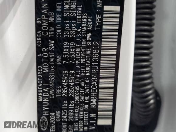 2024 Hyundai Kona Limited с VIN KM8HECA34RU136812, выставлен на аукционе Copart как лот 86061725 с пробегом 12 624 миль миль и Списание • Salvage title. История ставок и продаж доступна на DreamBid. Изображение 13.