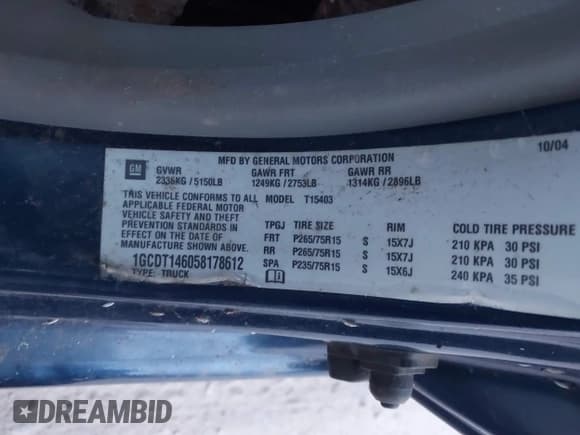 ✅ 2005 Chevrolet Colorado LS Z71 • VIN: 1GCDT146058178612 • Лот: 43611674. Опубликован ранее на IAAI с пробегом 95 922 миль. Бесплатный доступ к архиву аукционных продаж из США и подробный отчёт об истории автомобиля на DreamBid. Изображение 9.