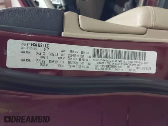 2016 Jeep Grand Cherokee Limited 75th Anniversary с VIN 1C4RJFBG3GC305308, выставлен на аукционе IAAI как лот 43108757 с пробегом 171 544 миль миль и . История ставок и продаж доступна на DreamBid. Изображение 9.