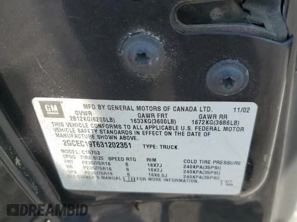 ✅ 2003 Chevrolet Silverado 1500 LS • VIN: 2GCEC19T631202351 • Лот: 66926624. Опубликован ранее на Copart с пробегом 192 866 миль. Бесплатный доступ к архиву аукционных продаж из США и подробный отчёт об истории автомобиля на DreamBid. Изображение 13.