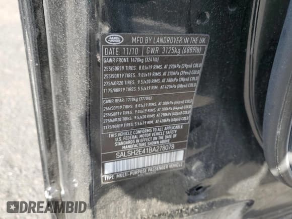 ✅ 2011 Land Rover Range Rover Sport SC • VIN: SALSH2E41BA278078 • Lot: 80185365. Listed on Copart with 137,903 mi. Free auction sales archive from the USA and detailed vehicle history report at DreamBid. Image 13.