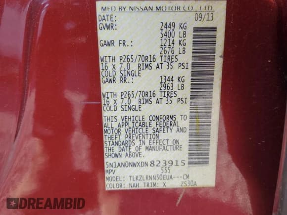 ✅ 2013 Nissan Xterra Pro-4X • VIN: 5N1AN0NWXDN823915 • Lot: 85326765. Wystawiony na Copart z przebiegiem 224 127 mil. Bezpłatny archiwum sprzedaży aukcyjnych z USA i szczegółowy raport historii pojazdu na DreamBid. Zdjęcie 13.