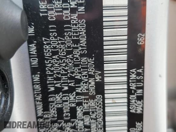 ✅ 2010 Toyota Highlander • VIN: 5TDZA3EH2AS005509 • Lot: 91579085. Listed on Copart with 72,954 mi. Free auction sales archive from the USA and detailed vehicle history report at DreamBid. Image 13.