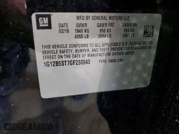 2016 Chevrolet Malibu LS с VIN 1G1ZB5ST7GF230043, выставлен на аукционе Copart как лот 80211865 с пробегом 39 800 миль миль и Чистый • Clean title. История ставок и продаж доступна на DreamBid. Изображение 12.