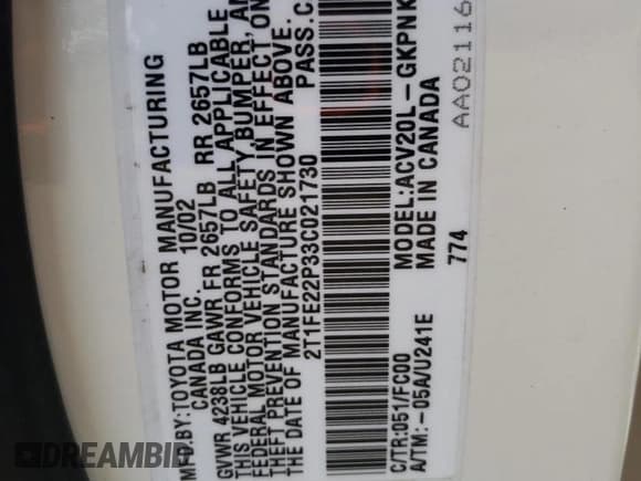 ✅ 2003 Toyota Solara SE • VIN: 2T1FE22P33C021730 • Лот: 54965845. Опубликован ранее на Copart с пробегом 224 441 миль. Бесплатный доступ к архиву аукционных продаж из США и подробный отчёт об истории автомобиля на DreamBid. Изображение 12.