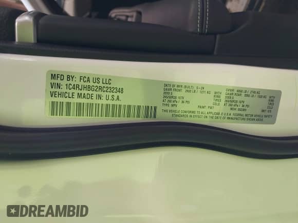 2024 Jeep Grand Cherokee Limited with VIN 1C4RJHBG2RC232348, listed as a IAAI auction lot 42795377 with 7,654 mi miles and . Bid and sale history available at DreamBid. Image 9.
