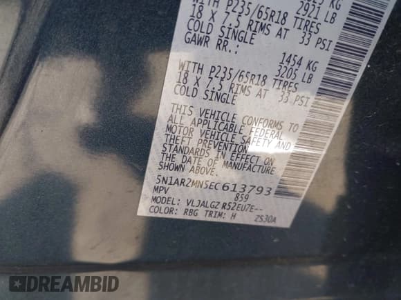 ✅ 2014 Nissan Pathfinder Platinum • VIN: 5N1AR2MN5EC613793 • Лот: 42957803. Опубликован ранее на IAAI с пробегом 202 264 миль. Бесплатный доступ к архиву аукционных продаж из США и подробный отчёт об истории автомобиля на DreamBid. Изображение 9.