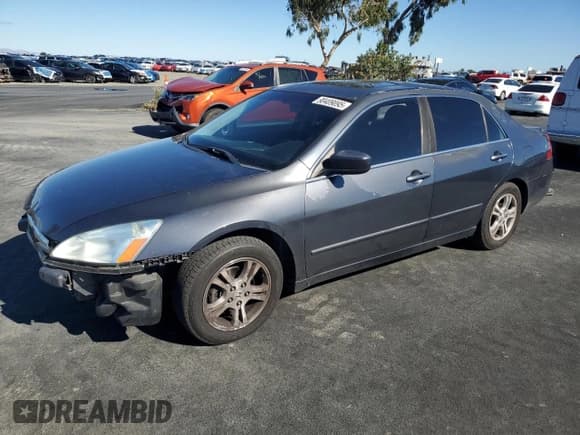 ✅ 2007 Honda Accord EX • VIN: 1HGCM56787A057216 • Lot: 90409095. Listed on Copart with 152,296 mi. Free auction sales archive from the USA and detailed vehicle history report at DreamBid. Image 1.