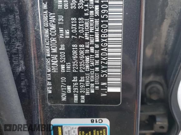 ✅ 2011 Hyundai Santa Fe Limited • VIN: 5XYZKDAGXBG015901 • Lot: 82642764. Listed on Copart with 203,259 mi. Free auction sales archive from the USA and detailed vehicle history report at DreamBid. Image 14.