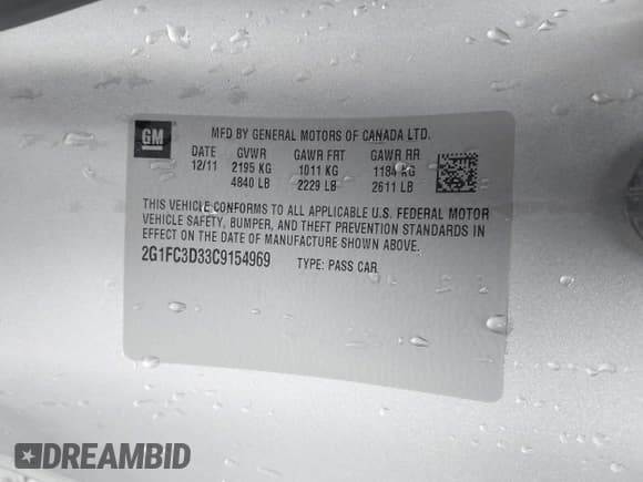 ✅ 2012 Chevrolet Camaro 2LT • VIN: 2G1FC3D33C9154969 • Lot: 43722682. Listed on IAAI with 157,576 mi. Free auction sales archive from the USA and detailed vehicle history report at DreamBid. Image 9.