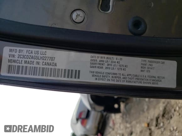 ✅ 2020 Dodge Challenger SXT • VIN: 2C3CDZAG5LH227707 • Lot: 50202612. Wystawiony na Copart z przebiegiem 48 030 mil. Bezpłatny archiwum sprzedaży aukcyjnych z USA i szczegółowy raport historii pojazdu na DreamBid. Zdjęcie 10.