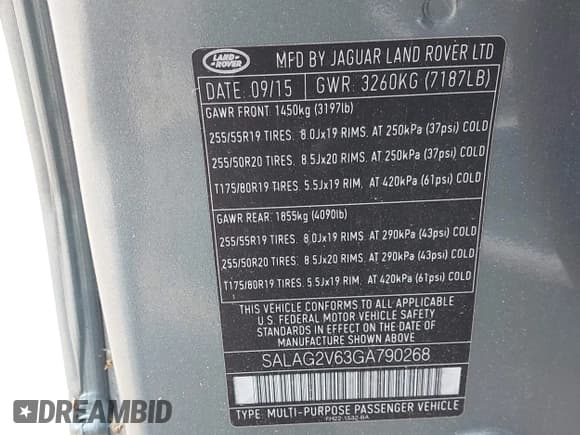 ✅ 2016 Land Rover LR4 HSE • VIN: SALAG2V63GA790268 • Lot: 42355841. Listed on IAAI with 107,754 mi. Free auction sales archive from the USA and detailed vehicle history report at DreamBid. Image 9.