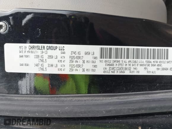 ✅ 2014 Chrysler Town & Country Touring L • VIN: 2C4RC1CGXER180162 • Lot: 43727312. Listed on IAAI with 133,239 mi. Free auction sales archive from the USA and detailed vehicle history report at DreamBid. Image 9.