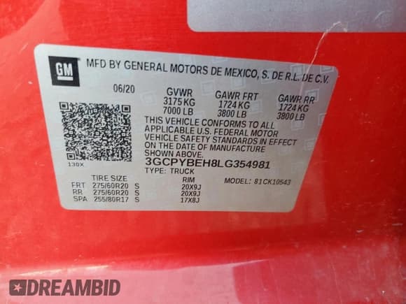 ✅ 2020 Chevrolet Silverado 1500 Custom • VIN: 3GCPYBEH8LG354981 • Lot: 92184055. Wystawiony na Copart z przebiegiem 149 203 mil. Bezpłatny archiwum sprzedaży aukcyjnych z USA i szczegółowy raport historii pojazdu na DreamBid. Zdjęcie 13.