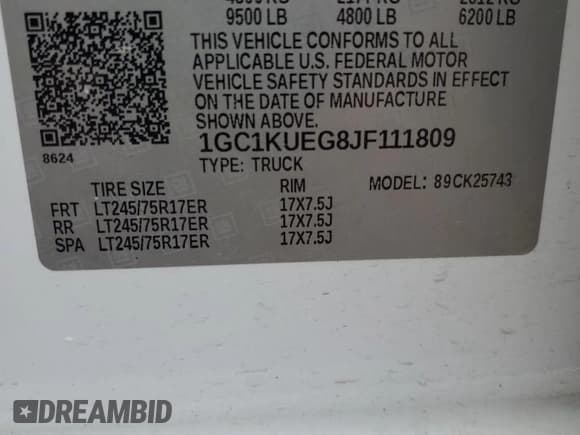✅ 2018 Chevrolet Silverado 2500HD Work Truck • VIN: 1GC1KUEG8JF111809 • Лот: 71122155. Опубликован ранее на Copart с пробегом 219 488 миль. Бесплатный доступ к архиву аукционных продаж из США и подробный отчёт об истории автомобиля на DreamBid. Изображение 12.