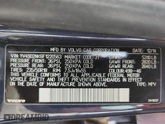 ✅ 2015 Volvo XC70 T6 • VIN: YV4902NK6F1220563 • Lot: 70300645. Wystawiony na Copart z przebiegiem 155 121 mil. Bezpłatny archiwum sprzedaży aukcyjnych z USA i szczegółowy raport historii pojazdu na DreamBid. Zdjęcie 14.