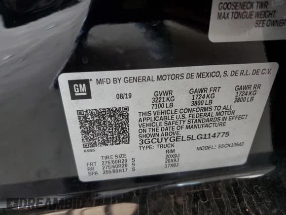 ✅ 2020 Chevrolet Silverado 1500 LTZ • VIN: 3GCUYGEL5LG114775 • Lot: 58786175. Wystawiony na Copart z przebiegiem 66 932 mil. Bezpłatny archiwum sprzedaży aukcyjnych z USA i szczegółowy raport historii pojazdu na DreamBid. Zdjęcie 13.