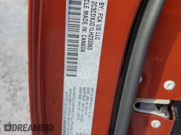 ✅ 2020 Dodge Charger SXT • VIN: 2C3CDXJG1LH233363 • Lot: 81653895. Listed on Copart with 39,665 mi. Free auction sales archive from the USA and detailed vehicle history report at DreamBid. Image 12.