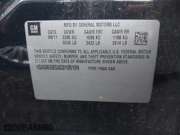 ✅ 2012 Cadillac CTS Luxury • VIN: 1G6DG5E52C0105189 • Lot: 43611831. Wystawiony na IAAI z przebiegiem 72 930 mil. Bezpłatny archiwum sprzedaży aukcyjnych z USA i szczegółowy raport historii pojazdu na DreamBid. Zdjęcie 9.
