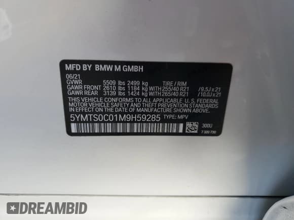 ✅ 2021 BMW X3 M • VIN: 5YMTS0C01M9H59285 • Lot: 77801853. Wystawiony na Copart z przebiegiem Nie podano. Bezpłatny archiwum sprzedaży aukcyjnych z USA i szczegółowy raport historii pojazdu na DreamBid. Zdjęcie 14.