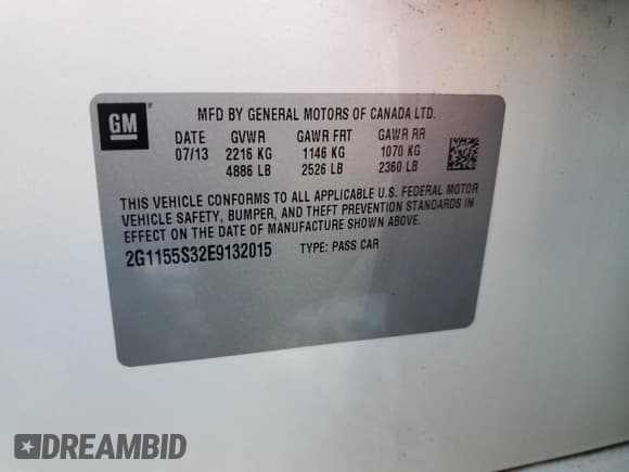 ✅ 2014 Chevrolet Impala LTZ • VIN: 2G1155S32E9132015 • Lot: 82513955. Listed on Copart with 109,359 mi. Free auction sales archive from the USA and detailed vehicle history report at DreamBid. Image 12.