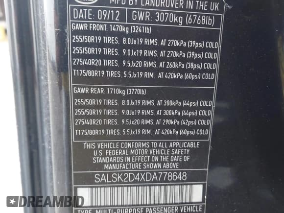 ✅ 2013 Land Rover Range Rover Sport HSE Lux • VIN: SALSK2D4XDA778648 • Lot: 43723211. Wystawiony na IAAI z przebiegiem 135 182 mil. Bezpłatny archiwum sprzedaży aukcyjnych z USA i szczegółowy raport historii pojazdu na DreamBid. Zdjęcie 9.