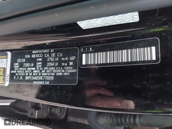 ✅ 2024 Kia Forte LXS • VIN: 3KPF24AD5RE776898 • Lot: 43744320. Wystawiony na IAAI z przebiegiem 21 473 mil. Bezpłatny archiwum sprzedaży aukcyjnych z USA i szczegółowy raport historii pojazdu na DreamBid. Zdjęcie 9.