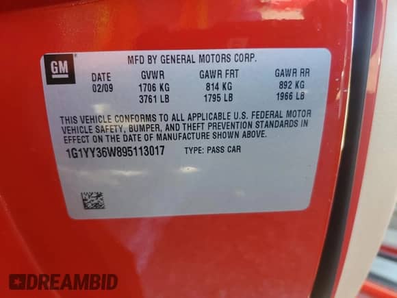 2009 Chevrolet Corvette with VIN 1G1YY36W895113017, listed as a Copart auction lot 82914794 with Not provided miles and Clean title. Bid and sale history available at DreamBid. Image 13.