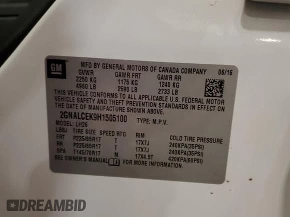 ✅ 2017 Chevrolet Equinox LT • VIN: 2GNALCEK9H1505100 • Лот: 91799255. Опубликован ранее на Copart с пробегом 84 091 миль. Бесплатный доступ к архиву аукционных продаж из США и подробный отчёт об истории автомобиля на DreamBid. Изображение 13.