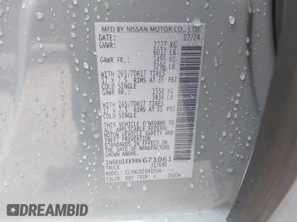 ✅ 2024 Nissan Frontier SV • VIN: 1N6ED1EK9RN671061 • Lot: 43376119. Listed on IAAI with 19,939 mi. Free auction sales archive from the USA and detailed vehicle history report at DreamBid. Image 9.