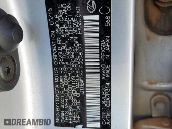 ✅ 2015 Lexus ES 300h • VIN: JTHBW1GG1F2098077 • Lot: 82495485. Wystawiony na Copart z przebiegiem 255 482 mil. Bezpłatny archiwum sprzedaży aukcyjnych z USA i szczegółowy raport historii pojazdu na DreamBid. Zdjęcie 12.