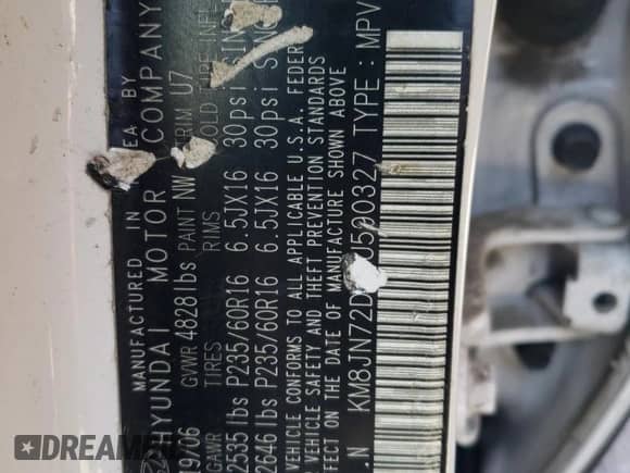 2007 Hyundai Tucson SE z VIN KM8JN72D27U590327, wystawiony jako Copart lot #51072574 z przebiegiem 90 511 mil mil oraz Szkoda całkowita • Salvage title. Historia ofert i sprzedaży dostępna na DreamBid. Obrazek 12.