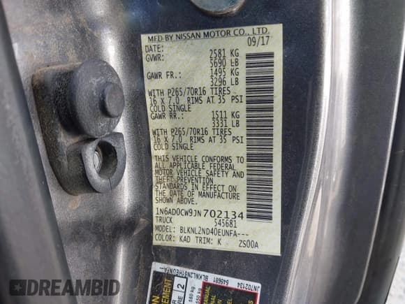 ✅ 2018 Nissan Frontier Pro-4X • VIN: 1N6AD0CW9JN702134 • Lot: 42535323. Listed on IAAI with 106,587 mi. Free auction sales archive from the USA and detailed vehicle history report at DreamBid. Image 9.