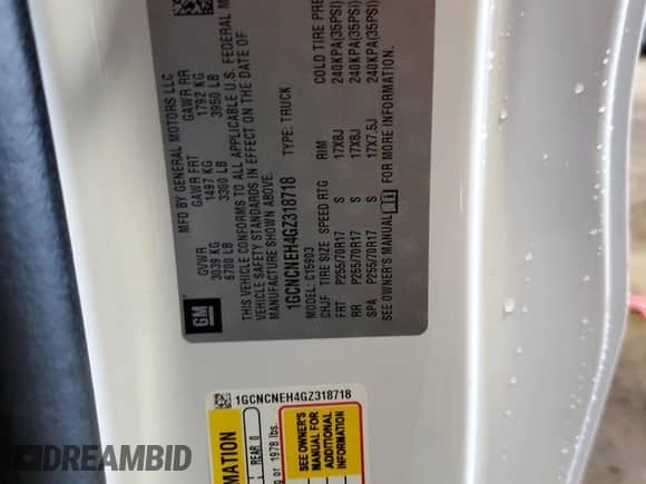 2016 Chevrolet Silverado 1500 Work Truck with VIN 1GCNCNEH4GZ318718, listed as a Copart auction lot 67738685 with 96,599 mi miles and Clean title. Bid and sale history available at DreamBid. Image 12.