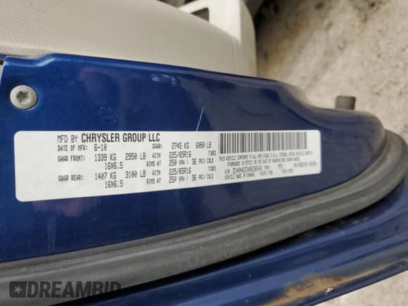 2010 Dodge Grand Caravan SE with VIN 2D4RN4DEXAR336545, listed as a Copart auction lot 89703345 with 184,045 mi miles and Salvage title. Bid and sale history available at DreamBid. Image 13.