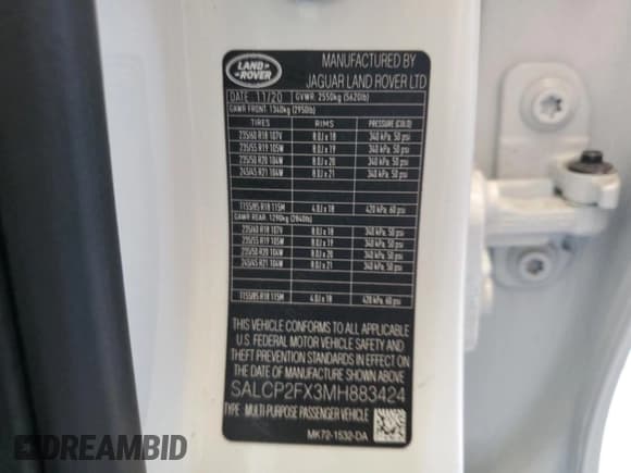 ✅ 2021 Land Rover Discovery Sport SE • VIN: SALCP2FX3MH883424 • Lot: 57963315. Wystawiony na Copart z przebiegiem 34 977 mil. Bezpłatny archiwum sprzedaży aukcyjnych z USA i szczegółowy raport historii pojazdu na DreamBid. Zdjęcie 13.