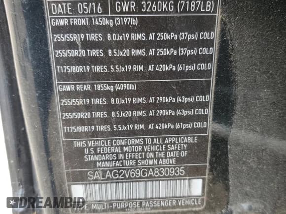 ✅ 2016 Land Rover LR4 HSE • VIN: SALAG2V69GA830935 • Lot: 59640185. Listed on Copart with Not provided. Free auction sales archive from the USA and detailed vehicle history report at DreamBid. Image 14.