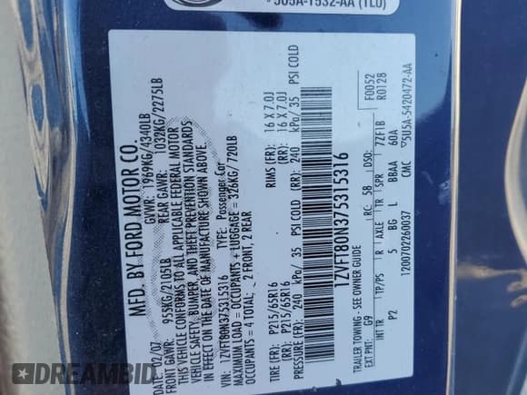 ✅ 2007 Ford Mustang Deluxe • VIN: 1ZVFT80N375315316 • Лот: 91850815. Опубликован ранее на Copart с пробегом 180 175 миль. Бесплатный доступ к архиву аукционных продаж из США и подробный отчёт об истории автомобиля на DreamBid. Изображение 12.