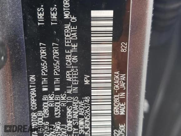 ✅ 2022 Toyota 4Runner SR5 Premium • VIN: JTEFU5JR0N5263748 • Lot: 85929455. Listed on Copart with 47,959 mi. Free auction sales archive from the USA and detailed vehicle history report at DreamBid. Image 13.