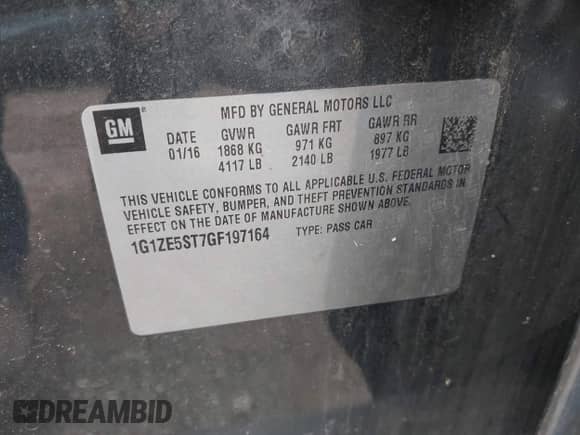 2016 Chevrolet Malibu LT с VIN 1G1ZE5ST7GF197164, выставлен на аукционе IAAI как лот 43574473 с пробегом 102 318 миль миль и . История ставок и продаж доступна на DreamBid. Изображение 9.