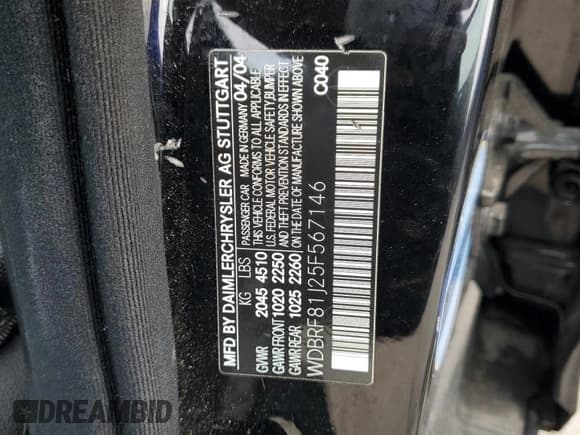 ✅ 2005 Mercedes-Benz C 240 • VIN: WDBRF81J25F567146 • Лот: 63286655. Опубликован ранее на Copart с пробегом 126 987 миль. Бесплатный доступ к архиву аукционных продаж из США и подробный отчёт об истории автомобиля на DreamBid. Изображение 12.