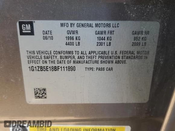 ✅ 2011 Chevrolet Malibu 1LS • VIN: 1G1ZB5E18BF111890 • Lot: 75464594. Listed on Copart with 92,063 mi. Free auction sales archive from the USA and detailed vehicle history report at DreamBid. Image 12.