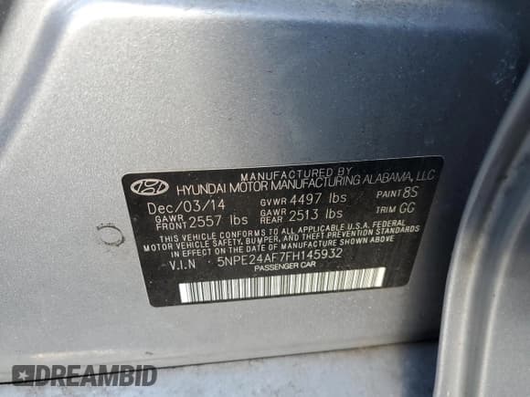 ✅ 2015 Hyundai Sonata SE • VIN: 5NPE24AF7FH145932 • Lot: 38775143. Listed on Copart with Not provided. Free auction sales archive from the USA and detailed vehicle history report at DreamBid. Image 12.