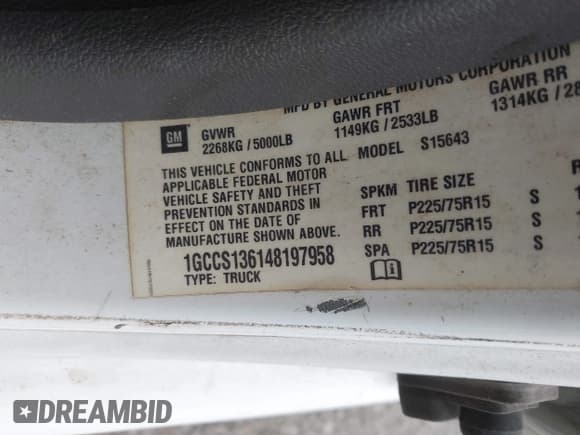 ✅ 2004 Chevrolet Colorado 1SC LS Z85 • VIN: 1GCCS136148197958 • Лот: 43376212. Опубликован ранее на IAAI с пробегом 251 630 миль. Бесплатный доступ к архиву аукционных продаж из США и подробный отчёт об истории автомобиля на DreamBid. Изображение 9.