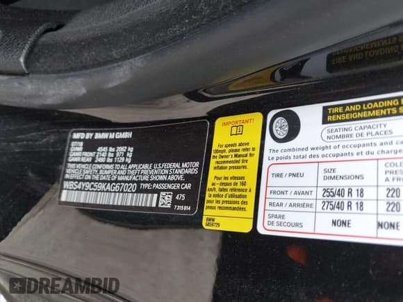 ✅ 2019 BMW M4 • VIN: WBS4Y9C59KAG67020 • Lot: 41477268. Listed on IAAI with 27,309 mi. Free auction sales archive from the USA and detailed vehicle history report at DreamBid. Image 9.