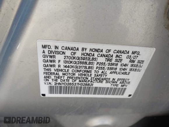 ✅ 2007 Acura MDX Sport • VIN: 2HNYD28537H528831 • Lot: 42531043. Wystawiony na IAAI z przebiegiem 179 620 mil. Bezpłatny archiwum sprzedaży aukcyjnych z USA i szczegółowy raport historii pojazdu na DreamBid. Zdjęcie 9.