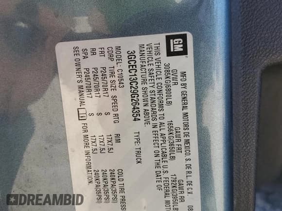 ✅ 2009 Chevrolet Silverado 1500 LS • VIN: 3GCEC13C29G264354 • Lot: 72361784. Listed on Copart with 228,216 mi. Free auction sales archive from the USA and detailed vehicle history report at DreamBid. Image 14.