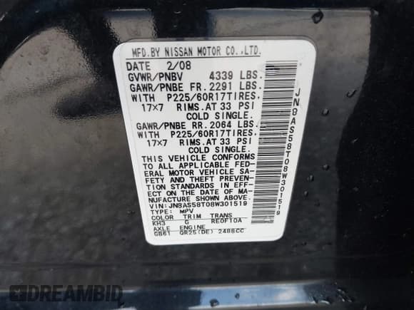 ✅ 2008 Nissan Rogue SL • VIN: JN8AS58T08W301519 • Lot: 43775916. Wystawiony na IAAI z przebiegiem 168 424 mil. Bezpłatny archiwum sprzedaży aukcyjnych z USA i szczegółowy raport historii pojazdu na DreamBid. Zdjęcie 9.