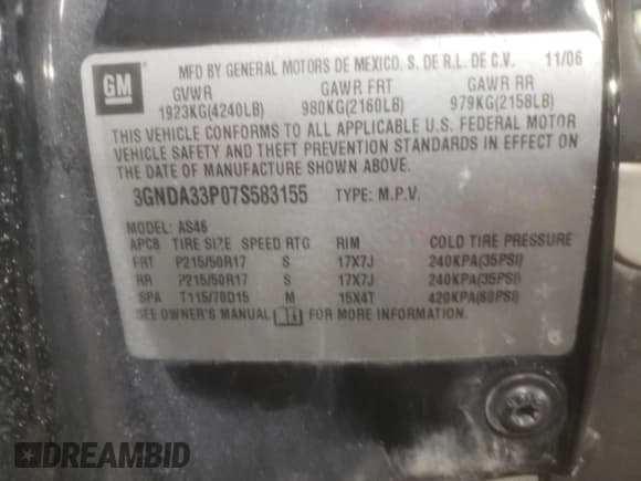 ✅ 2007 Chevrolet HHR LT • VIN: 3GNDA33P07S583155 • Lot: 89113675. Listed on Copart with 192,874 mi. Free auction sales archive from the USA and detailed vehicle history report at DreamBid. Image 13.