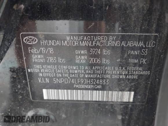 2018 Hyundai Elantra SE z VIN 5NPD74LF9JH324833, wystawiony jako IAAI lot #43339092 z przebiegiem 144 896 mil mil oraz . Historia ofert i sprzedaży dostępna na DreamBid. Obrazek 9.